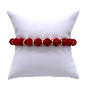 NWT Wool + Pepper Co. Red Turquoise & Gold Beaded Bracelet